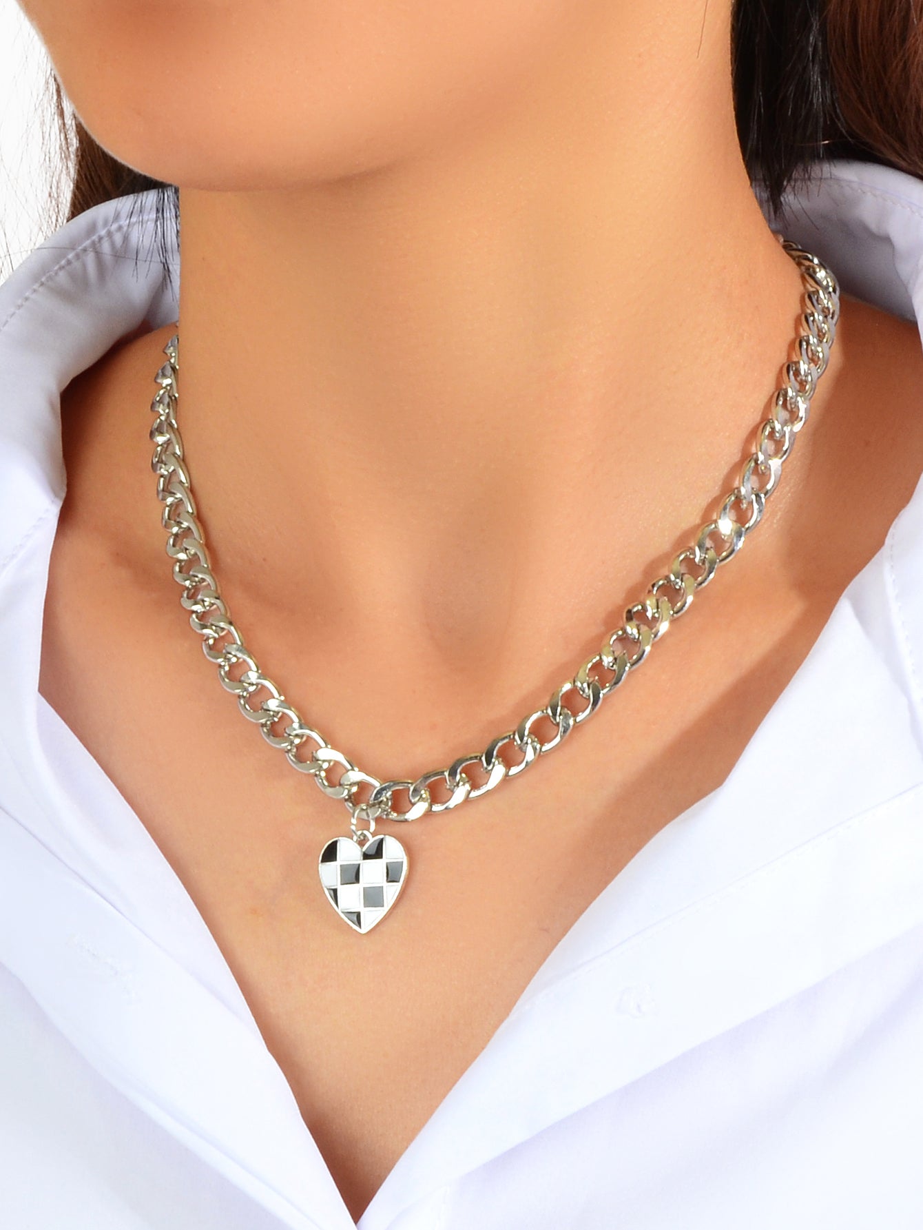 Designer Jewellery Silver Chain Blue Black Enamel Heart Awesome Pendant Necklace-4