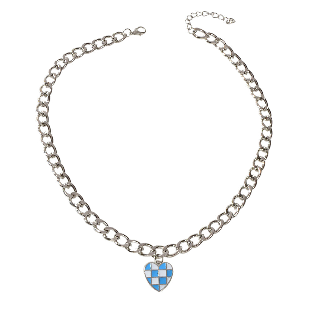 Designer Jewellery Silver Chain Blue Black Enamel Heart Awesome Pendant Necklace-3